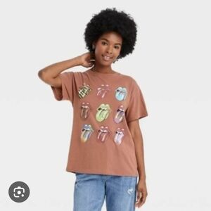 The Rolling Stones Brown Kids T-Shirt with Colorful Graphics